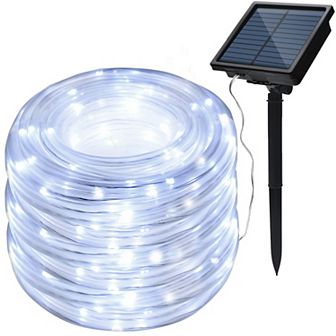 42.6FT 100LED Cool White Rope String Lights With Solar Panel
