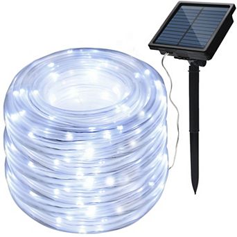42.6FT 100LED Cool White Rope String Lights With Solar Panel