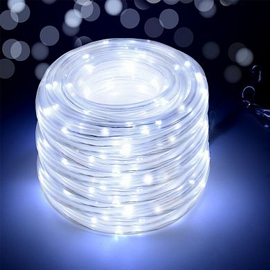 42.6FT 100LED Cool White Rope String Lights With Solar Panel