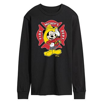 Disney's Mickey Mouse Men's Fire Dept. Badge Long Sleeve Graphic Tee