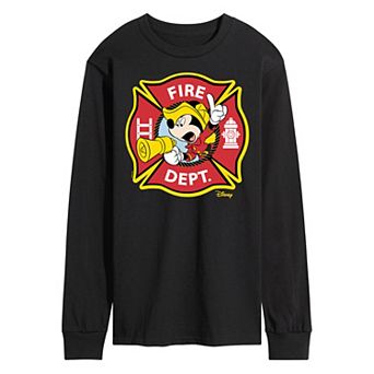 Disney's Mickey Mouse Men's Fire Dept. Badge Long Sleeve Graphic Tee