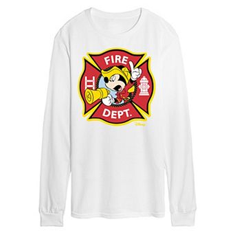 Disney's Mickey Mouse Men's Fire Dept. Badge Long Sleeve Graphic Tee