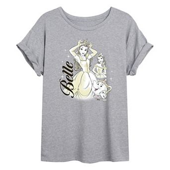 Disney Princess Belle Juniors' Collage Oversized Tee