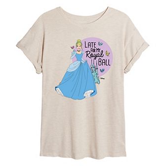 Disney Princess Cinderella Juniors' Late For My Ball Oversized Tee