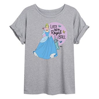 Disney Princess Cinderella Juniors' Late For My Ball Oversized Tee