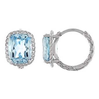 Tiara Sterling Silver Blue Topaz Wheat Hoop Earrings