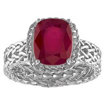Tiara Sterling Silver Gemstone Wheat Ring