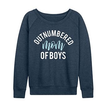 Women's Outnumbered Mom Of Boys French Terry Long Sleeve Tee
