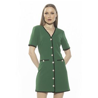 Women's ALEXIA ADMOR Jaiya Scuba Crepe Button Down Dress