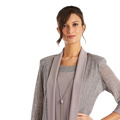 Women's R&M Richards 2-Piece Metallic Jacquard Dress and Jacket Set