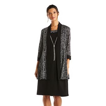 Women's R&M Richards 2 pc Metallic Jacquard Dress and Jacket Set