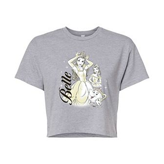 Disney Princess Belle Juniors' Collage Cropped Tee