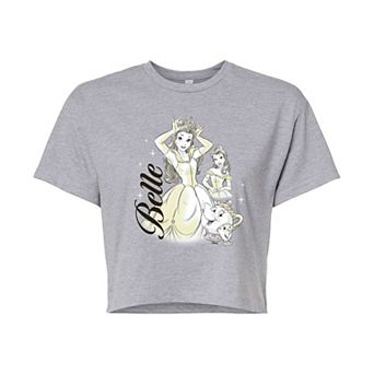 Disney Princess Belle Juniors' Collage Cropped Tee