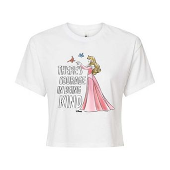 Disney Princess Aurora Juniors' Courage In Being Kind Cropped Tee