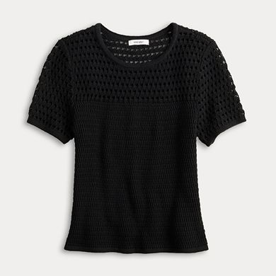 Women's Nine West Crochet Set Short Sleeve Top