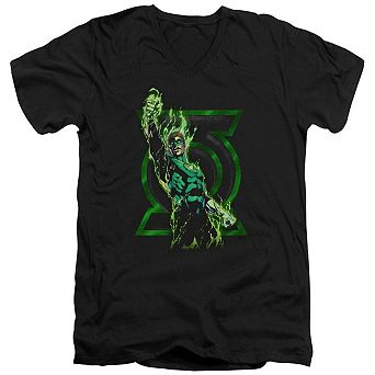Green Lantern Fully Charged Short Sleeve Adult V Neck T-shirt