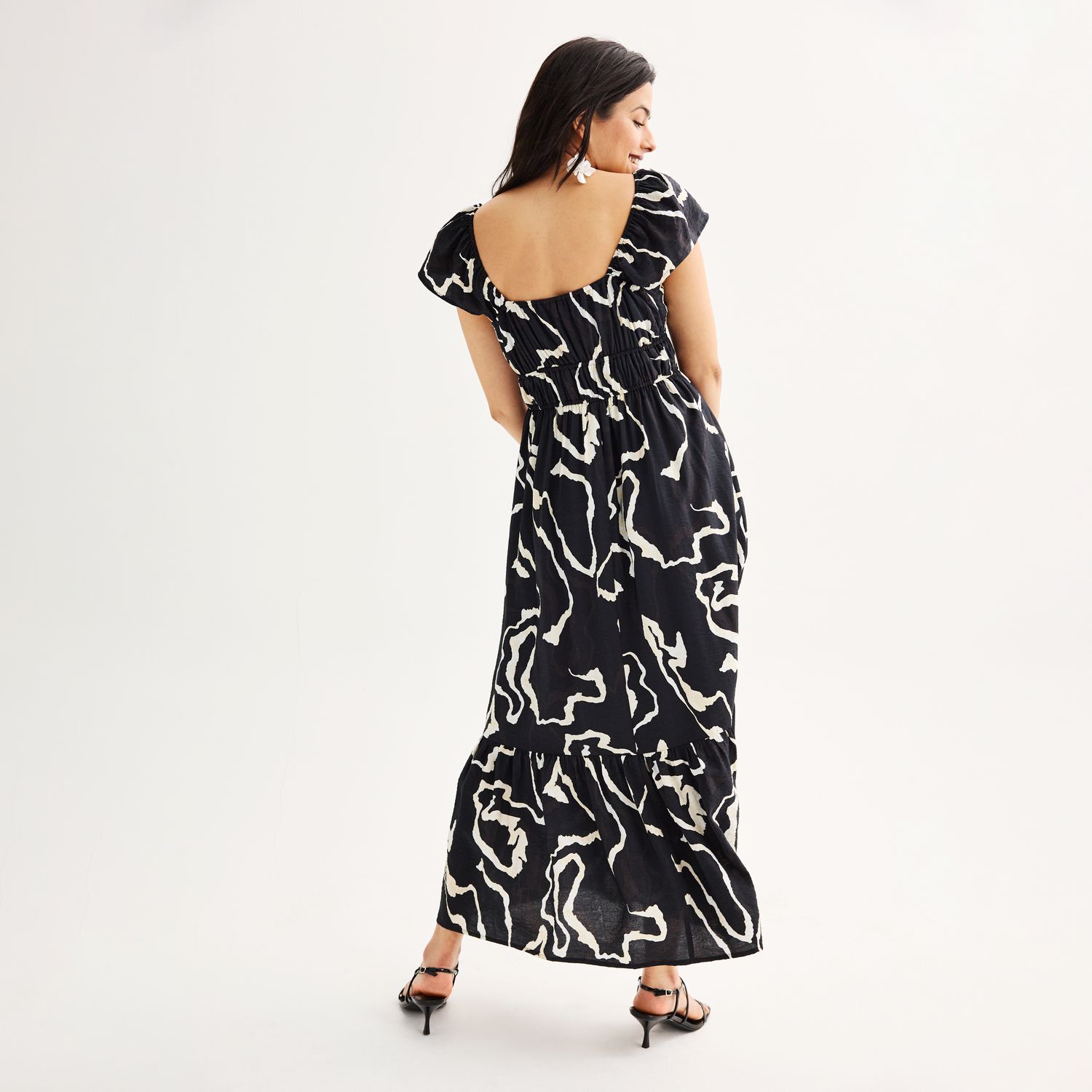 satin long sleeve dress black Plus Size One Shoulder Satin Midi Dress With Three-Quarter Sleeve In Black, Black / Plus Size / 18
