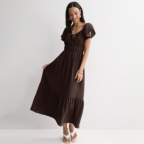 Женские платья Nine West Women's Nine West Flutter Sleeve Maxi Dress