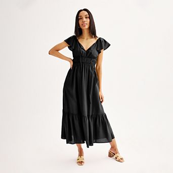 Women's Nine West Flutter Sleeve Maxi Dress