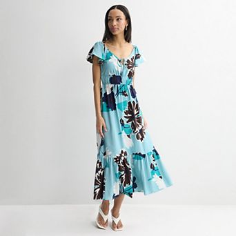Women's Nine West Flutter Sleeve Maxi Dress