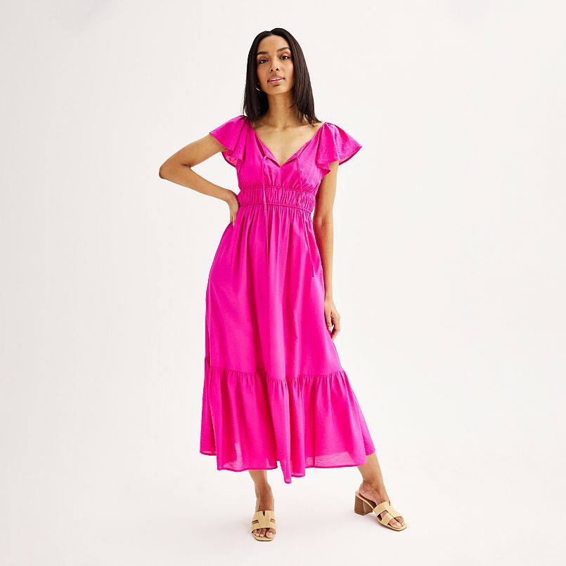 Women's Nine West Flutter Sleeve Maxi Dress