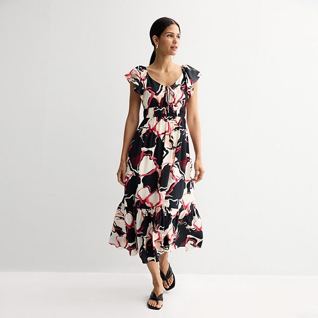 Women's Nine West Flutter Sleeve Maxi Dress
