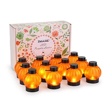 Flickering Pumpkin Lantern Tea Lights 12 Pack