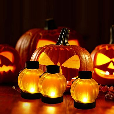 Flickering Pumpkin Lantern Tea Lights 12 Pack