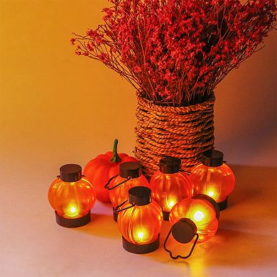 Flickering Pumpkin Lantern Tea Lights 12 Pack