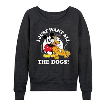 Plus Size Disney's Mickey & Pluto Just Want All Dogs French Terry Long Sleeve Tee