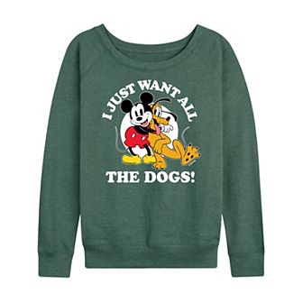 Plus Size Disney's Mickey & Pluto Just Want All Dogs French Terry Long Sleeve Tee