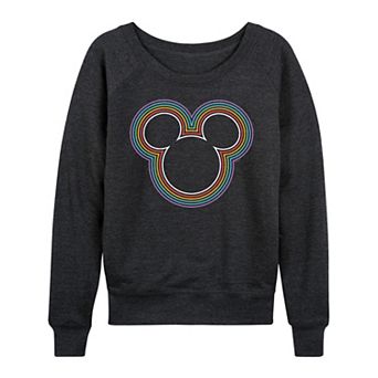 Plus Size Disney's Mickey Rainbow Outline French Terry Long Sleeve Tee