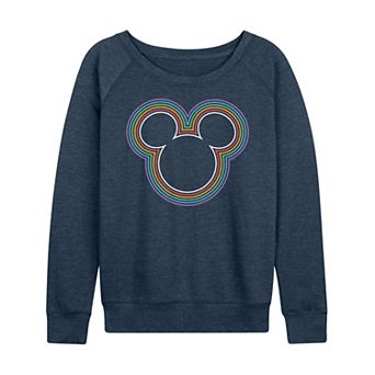 Plus Size Disney's Mickey Rainbow Outline French Terry Long Sleeve Tee