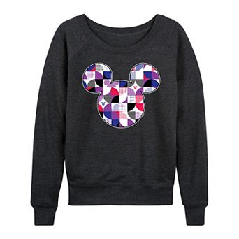Plus Size Disney's Mickey Mouse Solid Geo French Terry Long Sleeve Tee