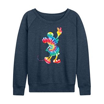 Plus Size Disney's Mickey Mouse Peace Tie Dye French Terry Long Sleeve Tee