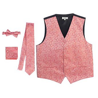 Gioberti Men's Formal 4 pc Paisley Vest Necktie Bowtie And Pocket Square