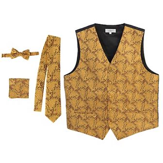 Gioberti Men's Formal 4 pc Paisley Vest Necktie Bowtie And Pocket Square