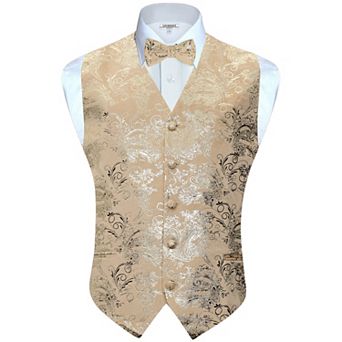 Gioberti Men's Formal 4 pc Paisley Vest Necktie Bowtie And Pocket Square