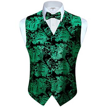 Gioberti Men's Formal 4 pc Paisley Vest Necktie Bowtie And Pocket Square