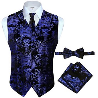 Gioberti Men's Formal 4 pc Paisley Vest Necktie Bowtie And Pocket Square