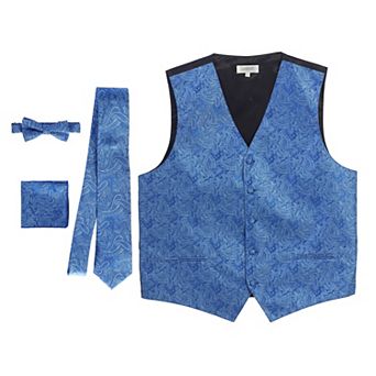 Gioberti Men's Formal 4 pc Paisley Vest Necktie Bowtie And Pocket Square