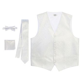 Gioberti Men's Formal 4 pc Paisley Vest Necktie Bowtie And Pocket Square