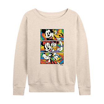 Plus Size Disney's Mickey Mouse & Friends Retro Stacked Group French Terry Long Sleeve Tee