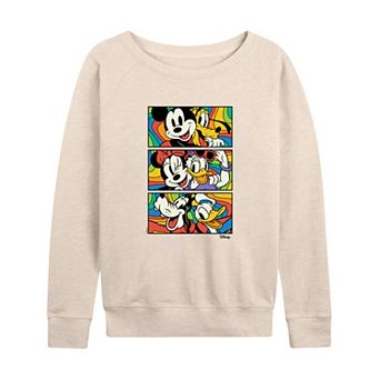 Plus Size Disney's Mickey Mouse & Friends Retro Stacked Group French Terry Long Sleeve Tee