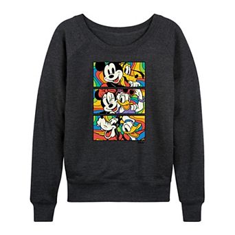 Plus Size Disney's Mickey Mouse & Friends Retro Stacked Group French Terry Long Sleeve Tee