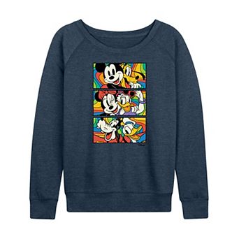 Plus Size Disney's Mickey Mouse & Friends Retro Stacked Group French Terry Long Sleeve Tee