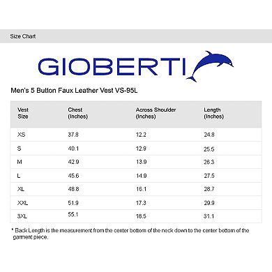 Gioberti Men's 5 Button Faux Leather Vest