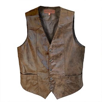 Gioberti Men's 5 Button Faux Leather Vest