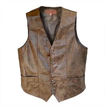 Gioberti Men's 5 Button Faux Leather Vest