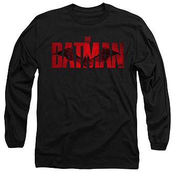 The Batman Crimson Drawn Bat Logo Long Sleeve Adult T-shirt